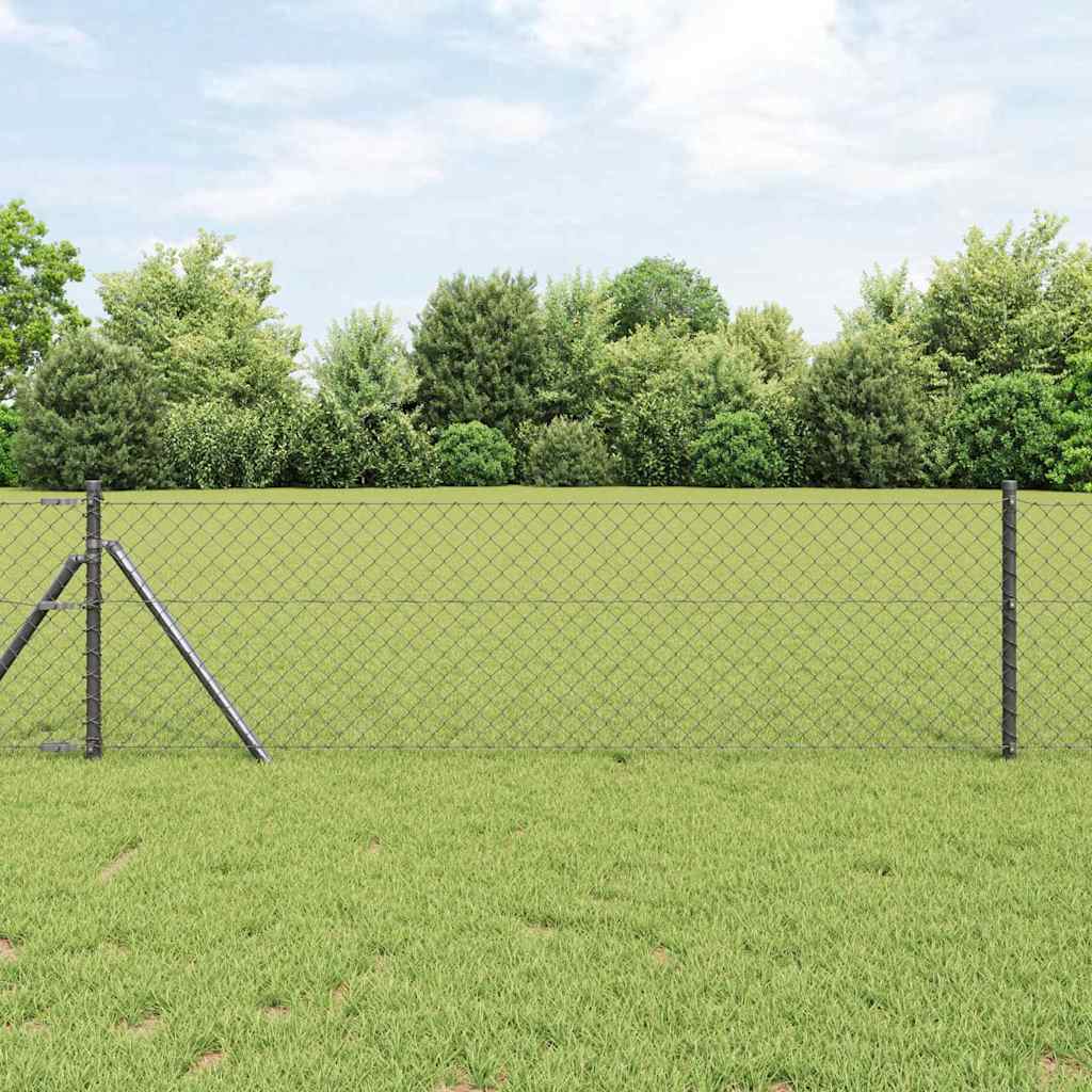 Bodenmontierter Maschendrahtzaun 10 x 0,4 m Grau Netz