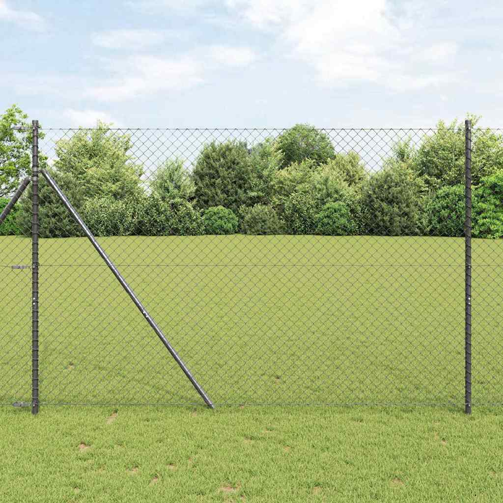 Bodenmontierter Maschendrahtzaun 10 x 1,5 m Grau Netz