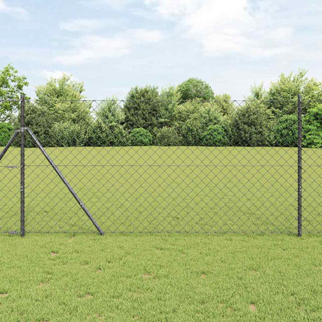 Bodenmontierter Maschendrahtzaun 10 x 1 m Grau Netz