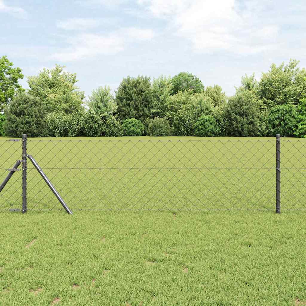 Bodenmontierter Maschendrahtzaun 25 x 0,8 m Grau Netz