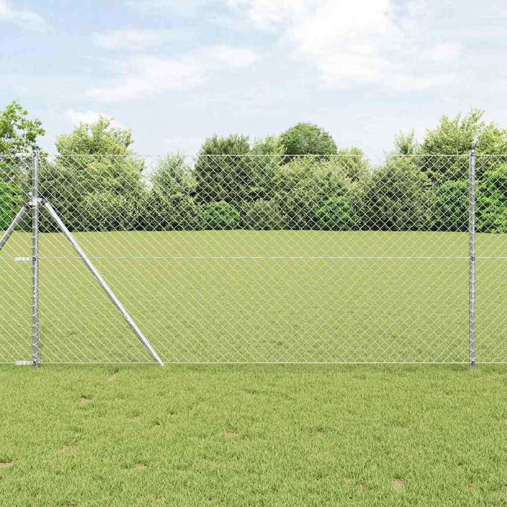 Bodenmontierter Maschendrahtzaun 10 x 1,4 m Verzinkter Stahl