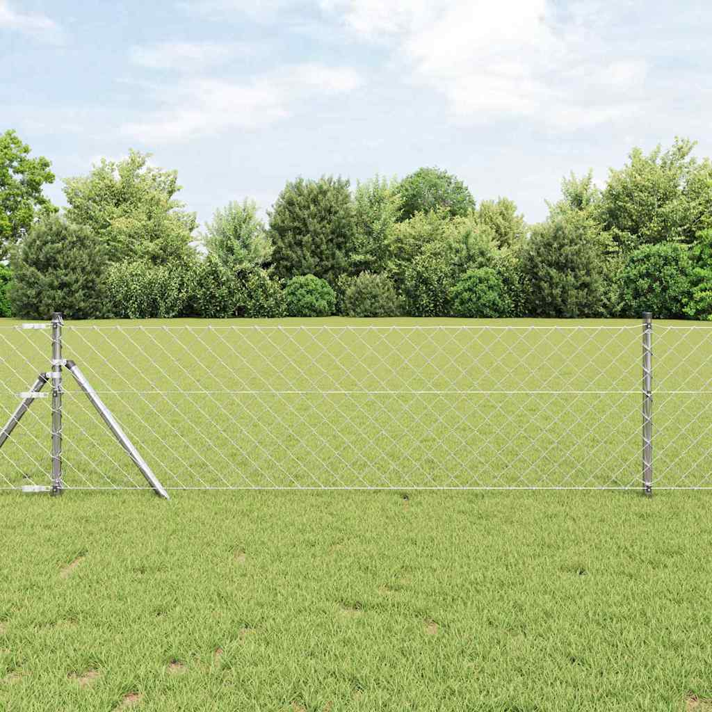 Bodenmontierter Maschendrahtzaun 25 x 0,4 m Verzinkter Stahl