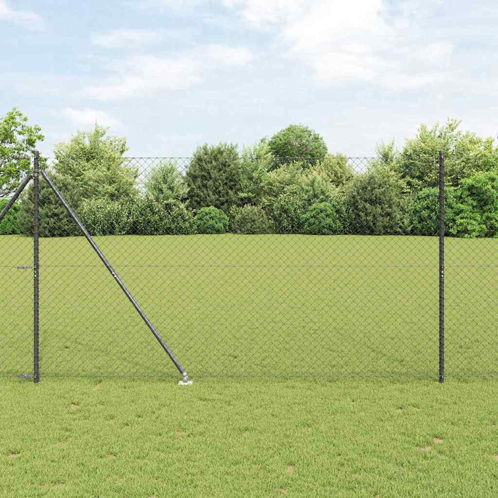 Maschendrahtzaun mit Stacheln 25 x 1,5 m Grau Netz
