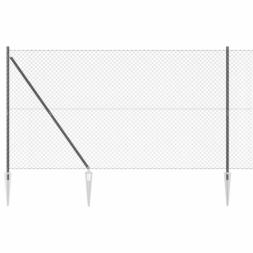 Maschendrahtzaun mit Stacheln 25 x 1,6 m Grau Netz