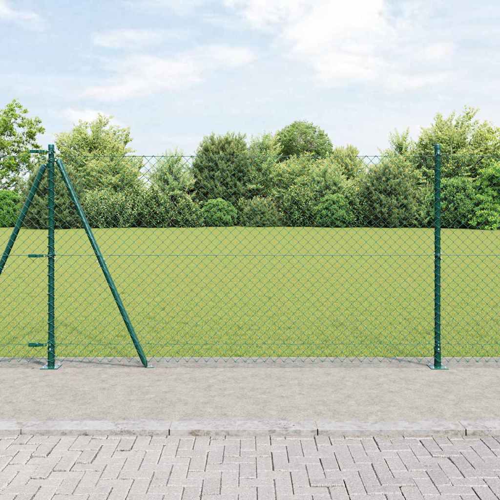 Maschendrahtzaun mit Betonsockel 25 x 1,2 m Grün Netz