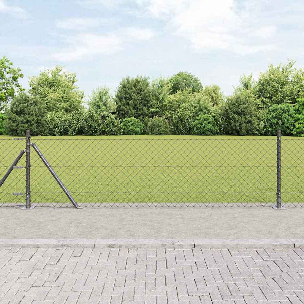 Maschendrahtzaun mit Betonsockel 10 x 0,6 m Grau Netz