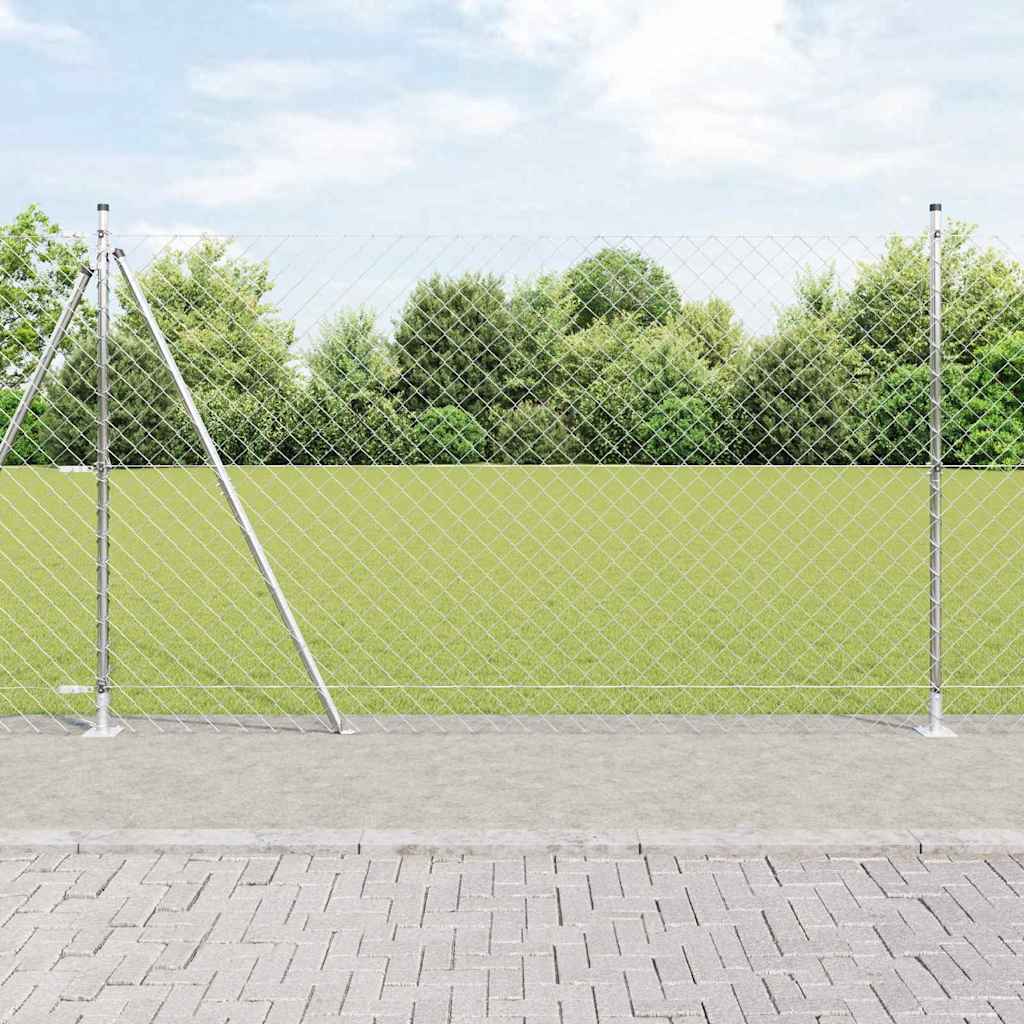Maschendrahtzaun mit Betonsockel 10 x 1,5 m Verzinkter Stahl