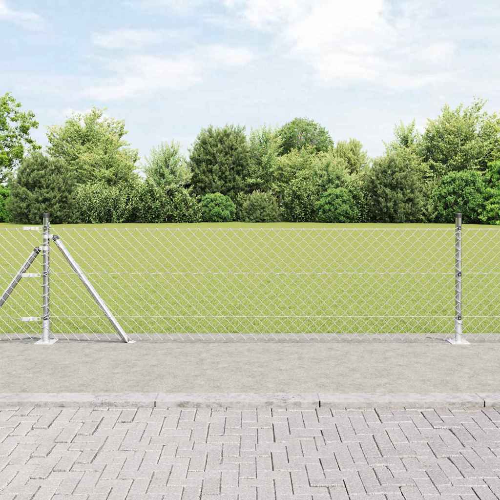 Maschendrahtzaun mit Betonsockel 25 x 0,4 m Verzinkter Stahl
