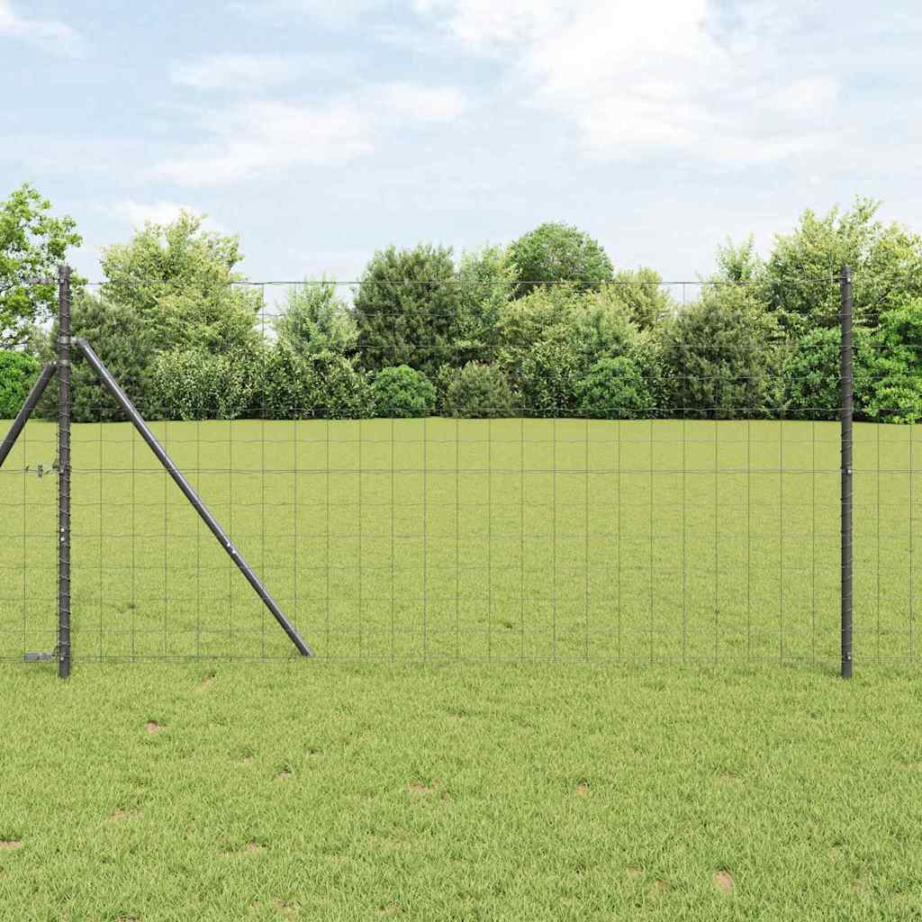 Bodenmontierter Euro-Zaun 25 x 1 m PVC-beschichteter Stahl Grau