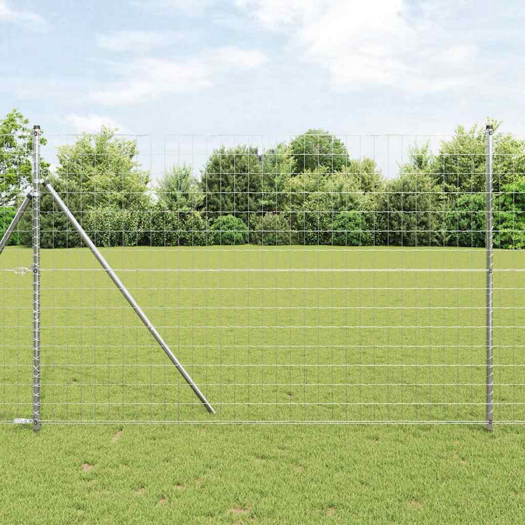 Bodenmontierter Euro-Zaun 10 x 1,6 m Verzinkter Stahl Silber