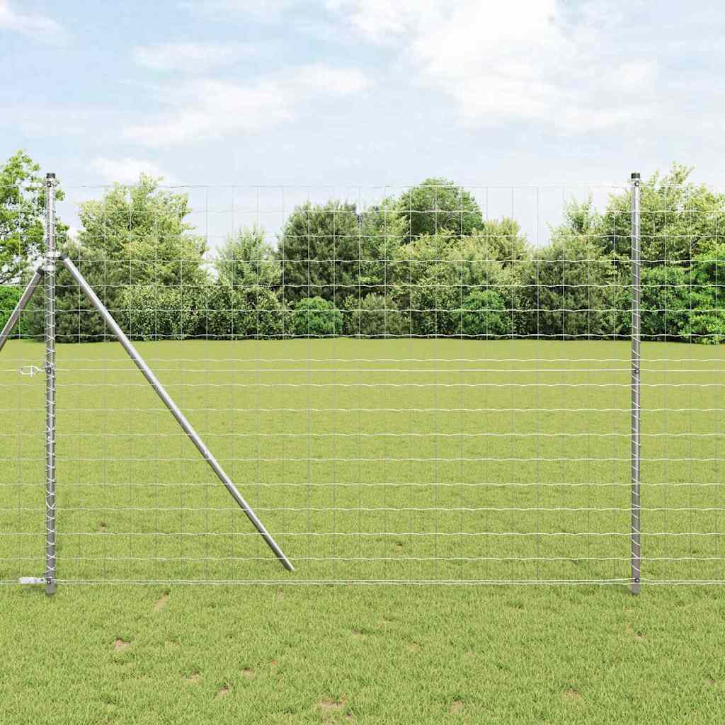 Bodenmontierter Euro-Zaun 10 x 1,6 m Verzinkter Stahl Silber