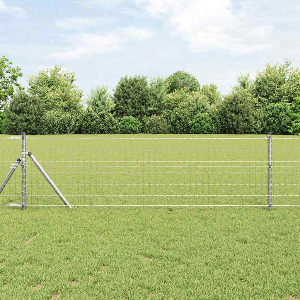 Bodenmontierter Euro-Zaun 50 x 0,6 m Verzinkter Stahl Silber