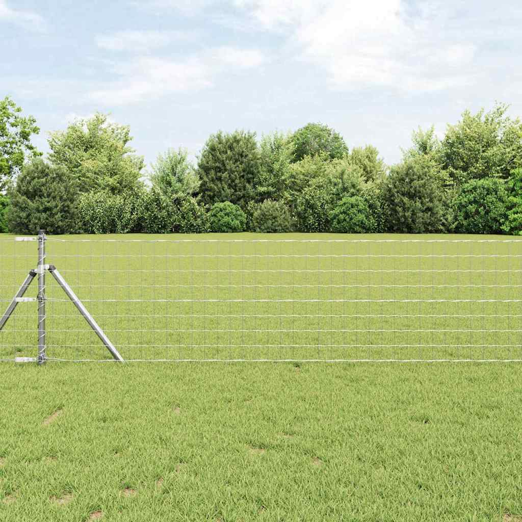 Bodenmontierter Euro-Zaun 10 x 0,8 m Verzinkter Stahl Silber