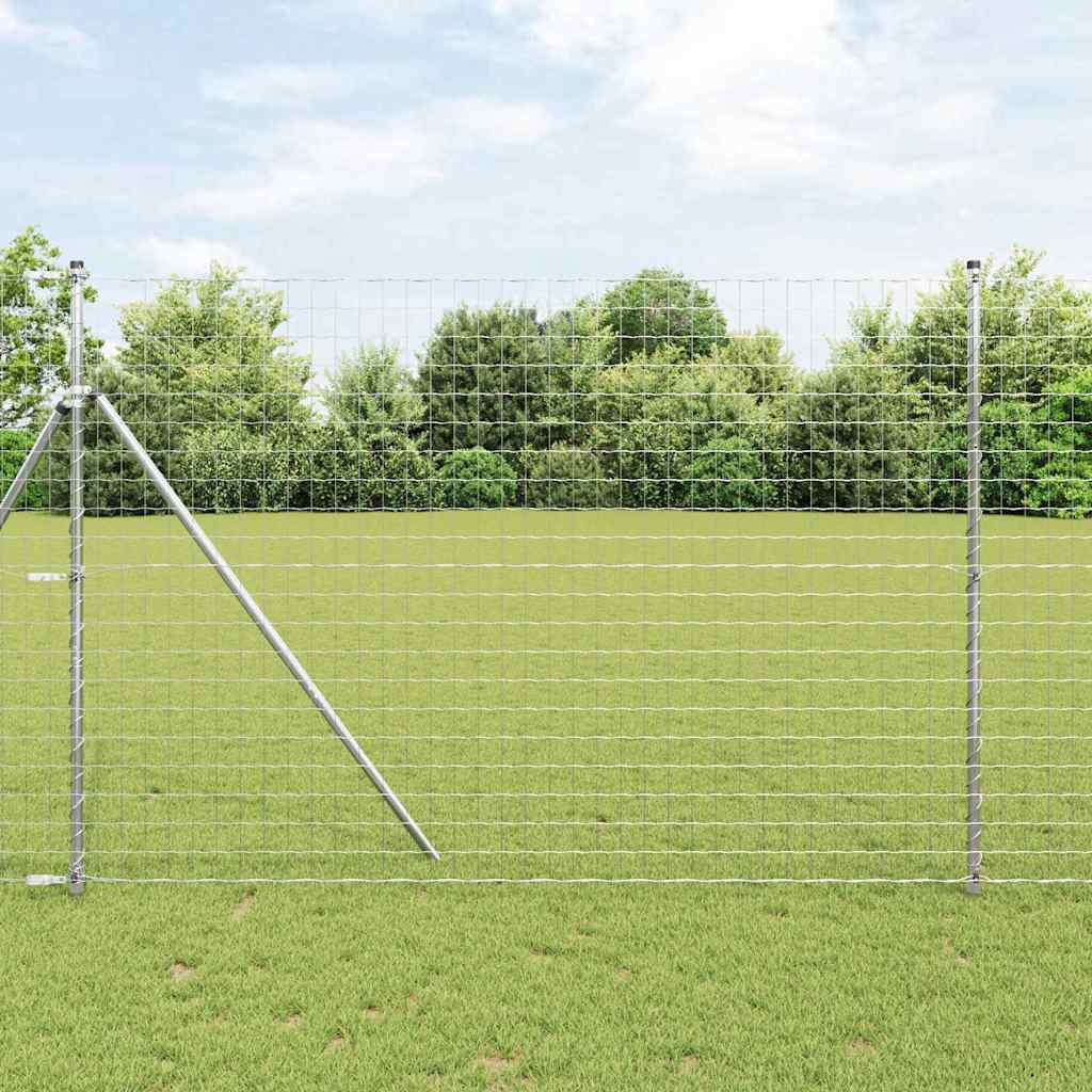 Bodenmontierter Euro-Zaun 10 x 1,6 m Verzinkter Stahl Silber