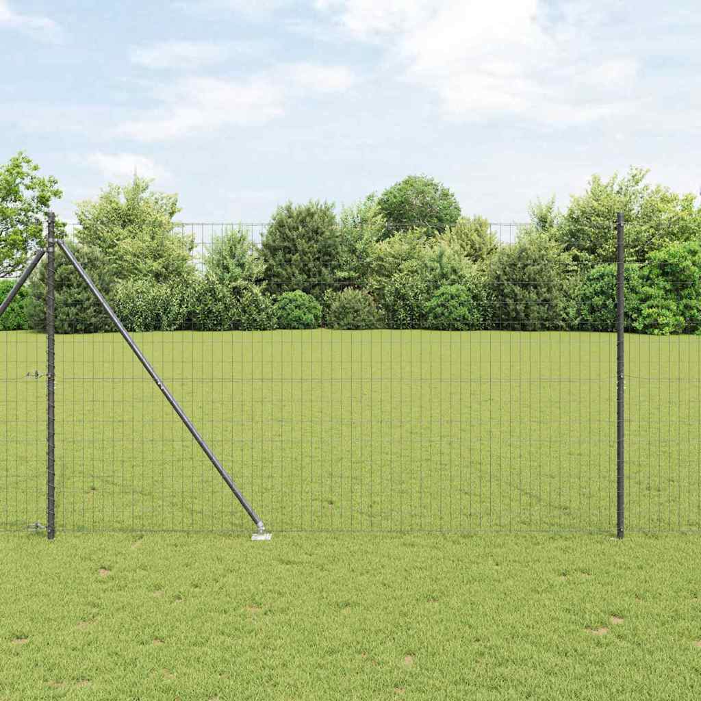 Euro-Zaun mit Stacheln 10 x 1,5 m PVC-beschichteter Stahl Grau