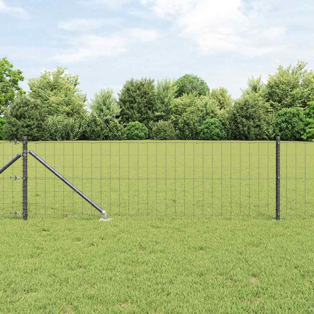 Euro-Zaun mit Stacheln 10 x 0,6 m PVC-beschichteter Stahl Grau