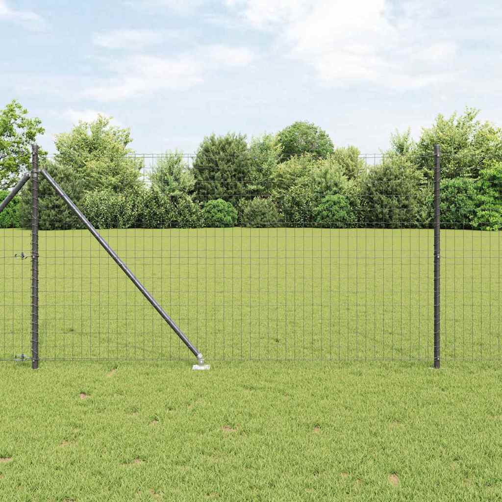 Euro-Zaun mit Stacheln 25 x 1 m PVC-beschichteter Stahl Grau