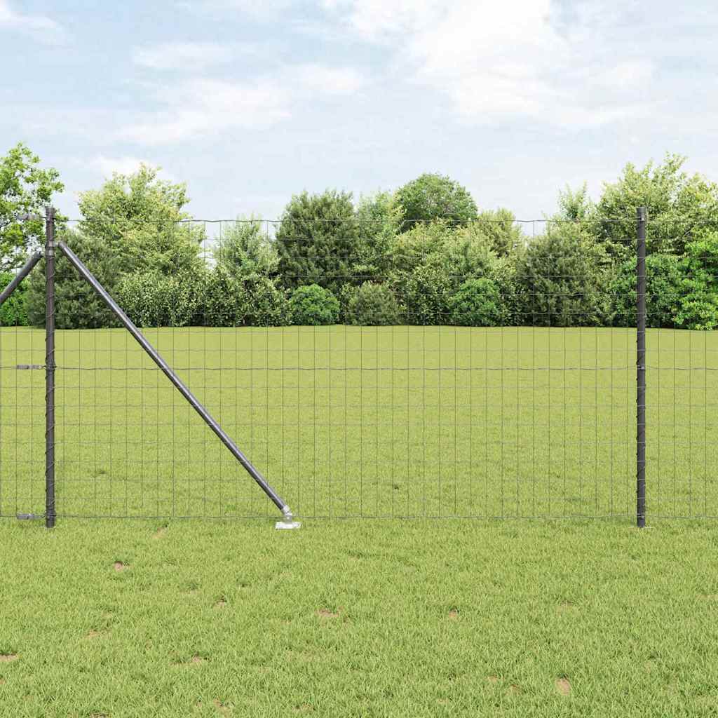 Euro-Zaun mit Stacheln 25 x 1 m PVC-beschichteter Stahl Grau