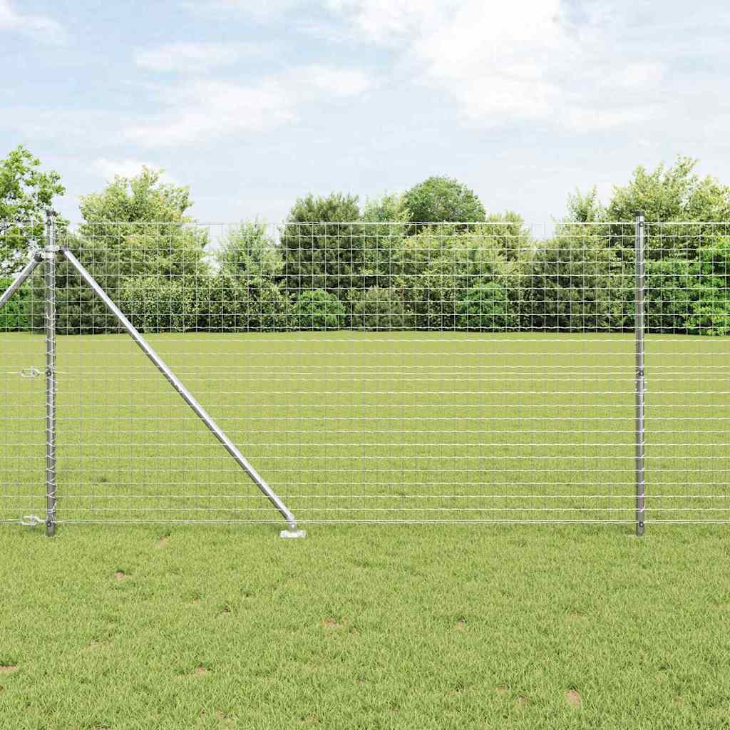 Euro-Zaun mit Stacheln 10 x 1,4 m Verzinkter Stahl Silber Netz