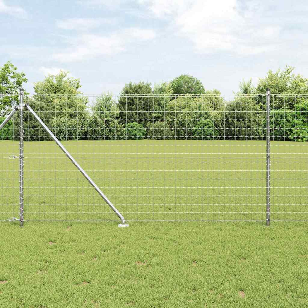 Euro-Zaun mit Stacheln 10 x 1,4 m Verzinkter Stahl Silber Netz