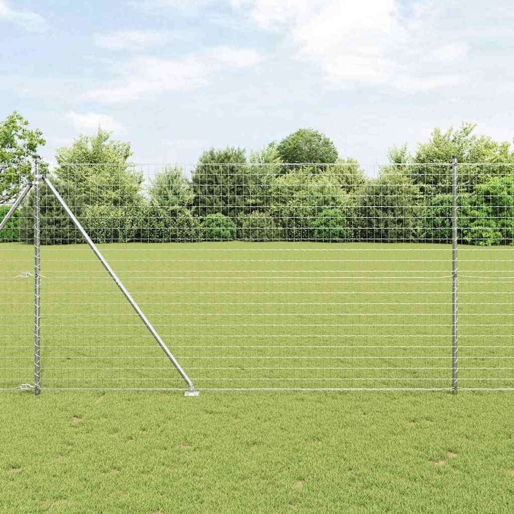 Euro-Zaun mit Stacheln 10 x 1,5 m Verzinkter Stahl Silber Netz
