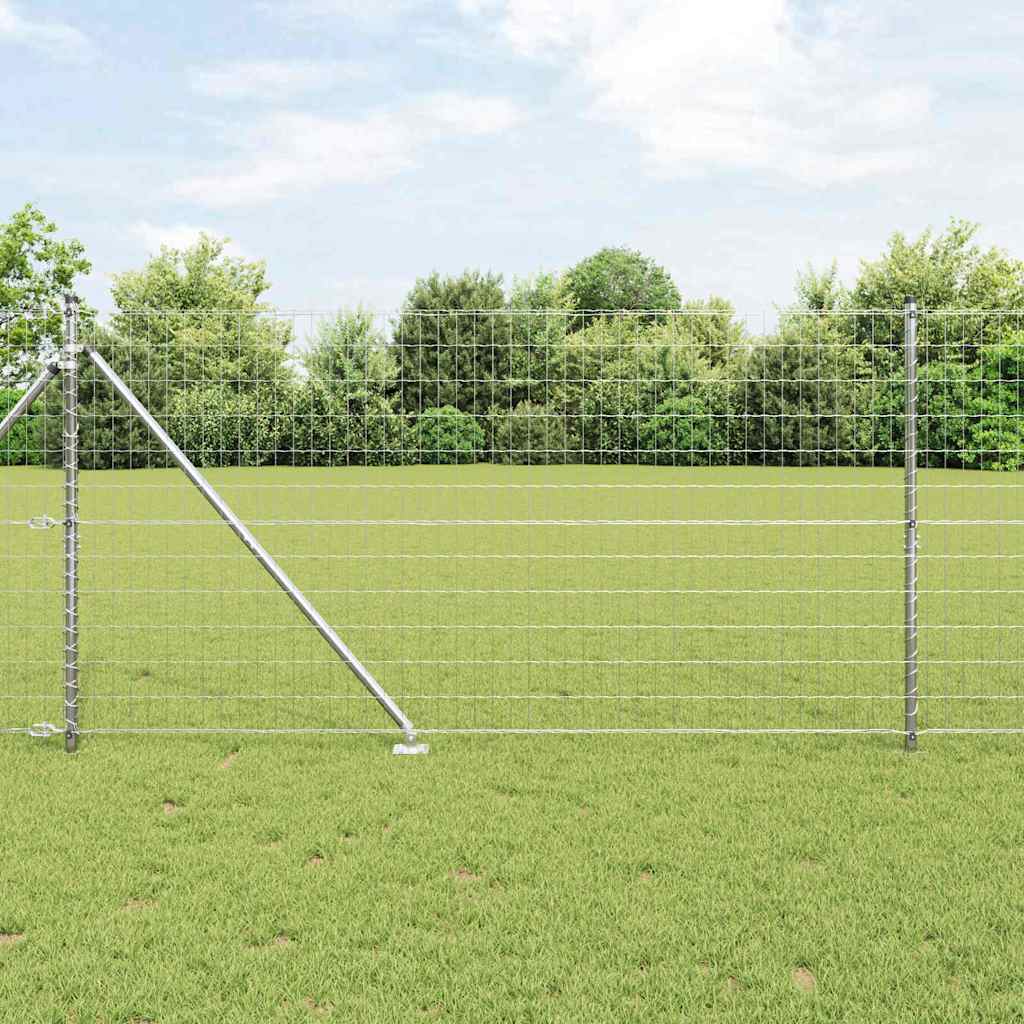Euro-Zaun mit Stacheln 10 x 1,4 m Verzinkter Stahl Silber Netz
