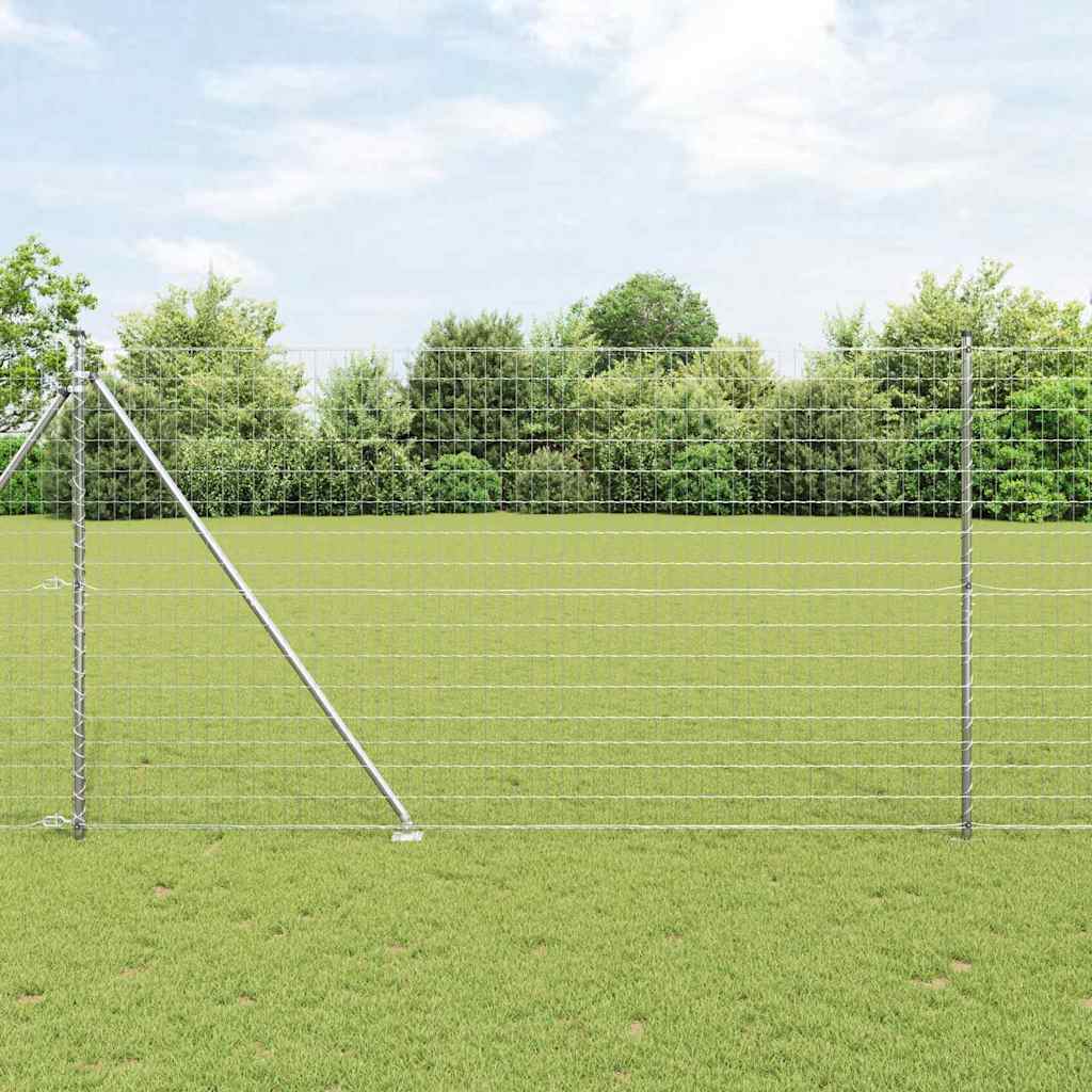 Euro-Zaun mit Stacheln 10 x 1,5 m Verzinkter Stahl Silber Netz