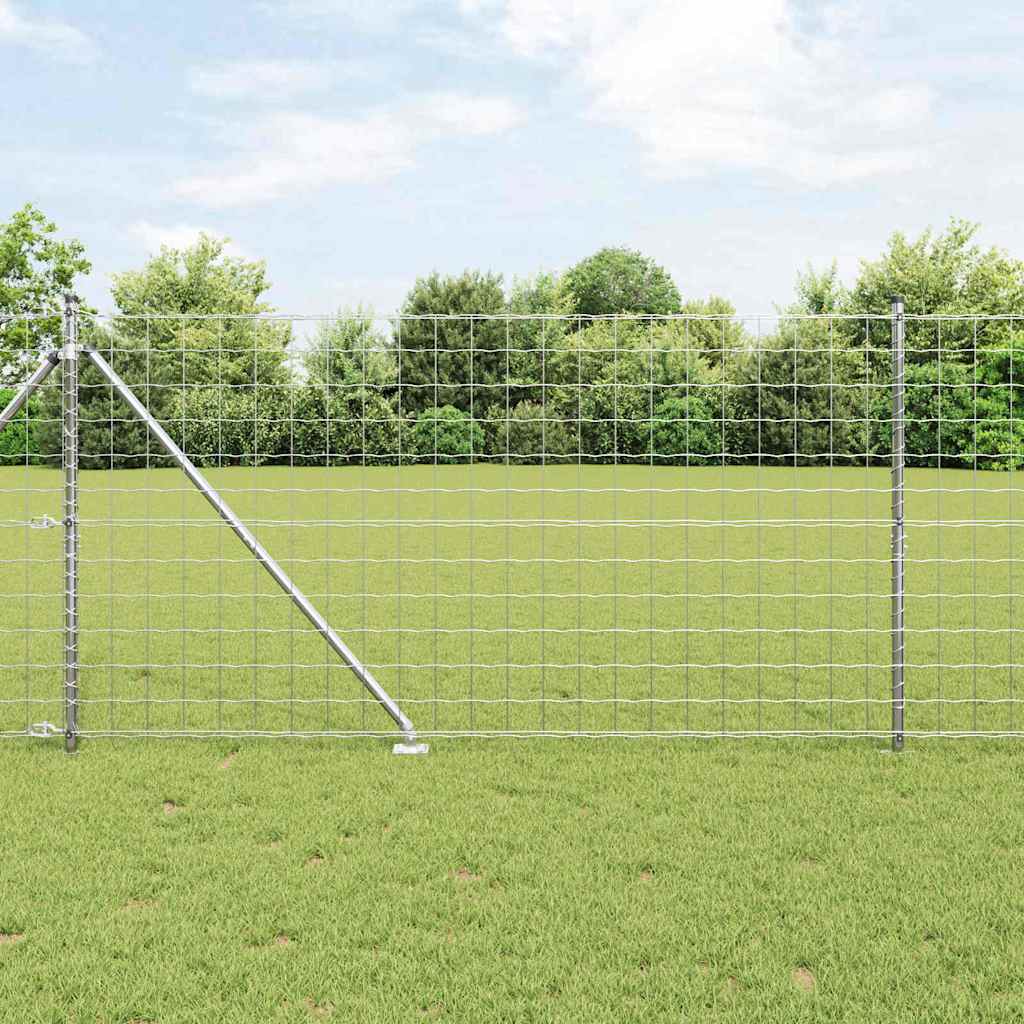 Euro-Zaun mit Stacheln 10 x 1,2 m Verzinkter Stahl Silber Netz