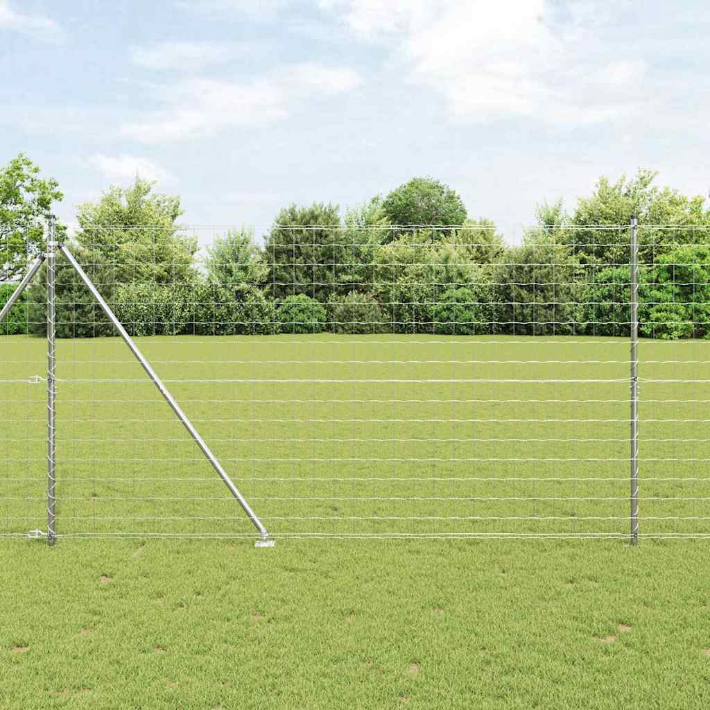 Euro-Zaun mit Stacheln 10 x 1,5 m Verzinkter Stahl Silber Netz