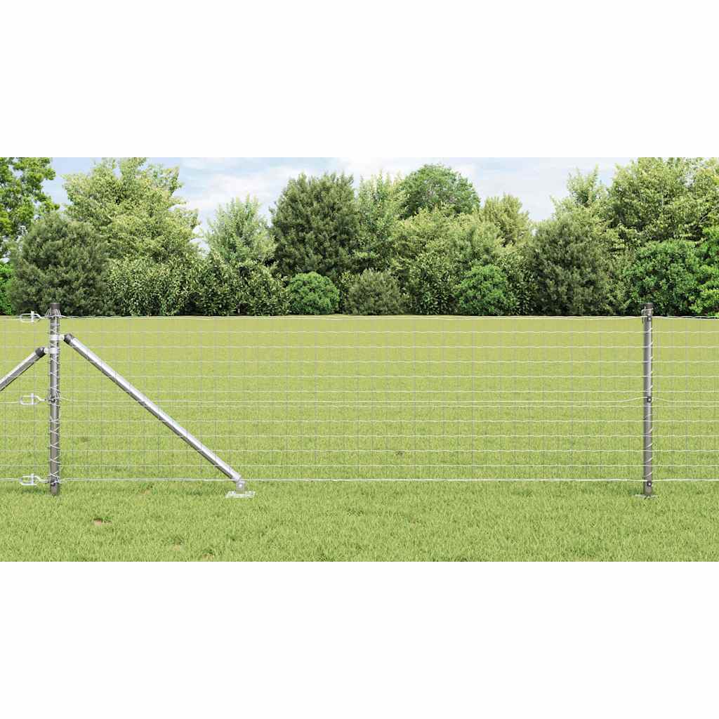 Euro-Zaun mit Stacheln 25 x 0,4 m Verzinkter Stahl Silber Netz