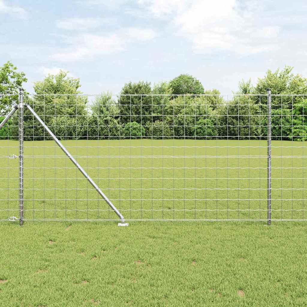 Euro-Zaun mit Stacheln 25 x 1 m Verzinkter Stahl Silber Netz