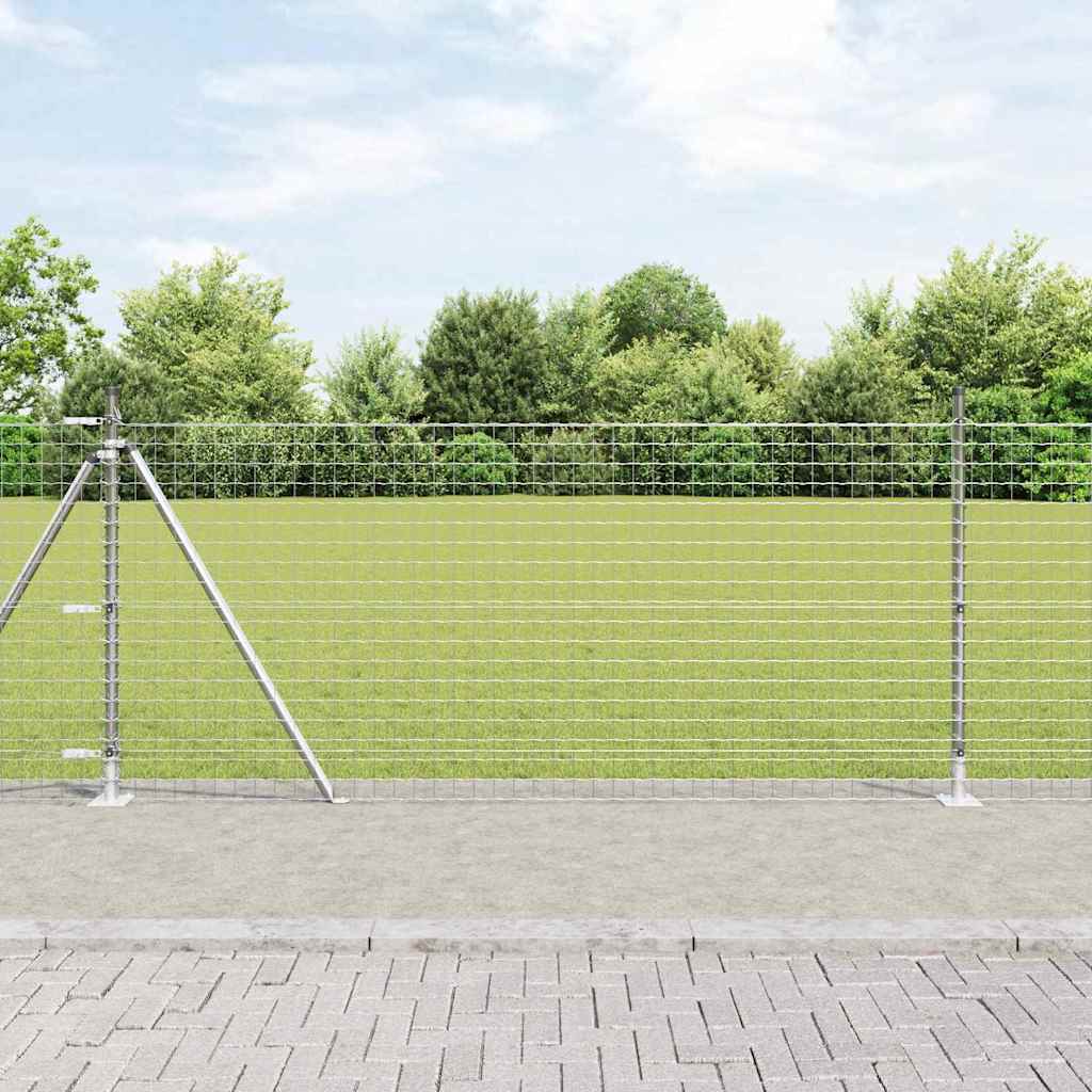 Euro-Zaun mit Betonsockel 10 x 0,8 m Verzinkter Stahl Silber