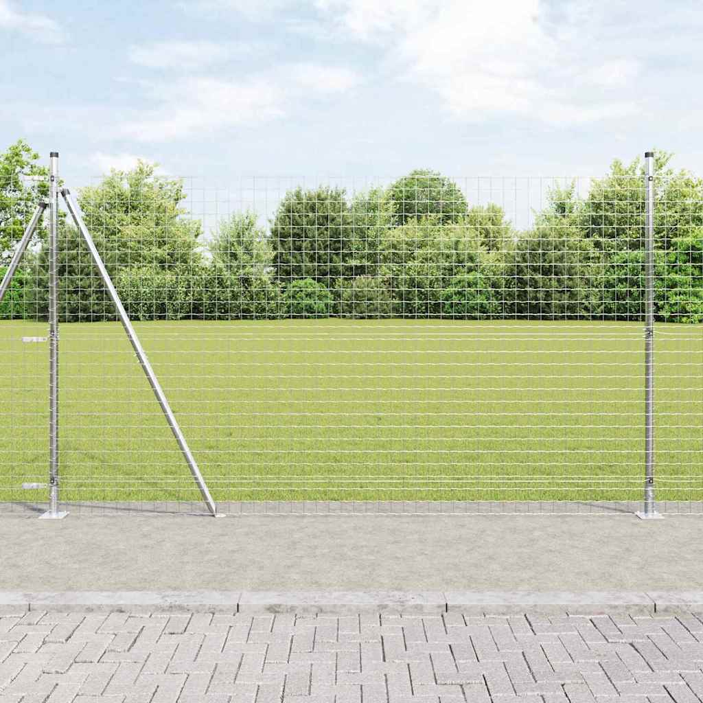 Euro-Zaun mit Betonsockel 10 x 1,4 m Verzinkter Stahl Silber
