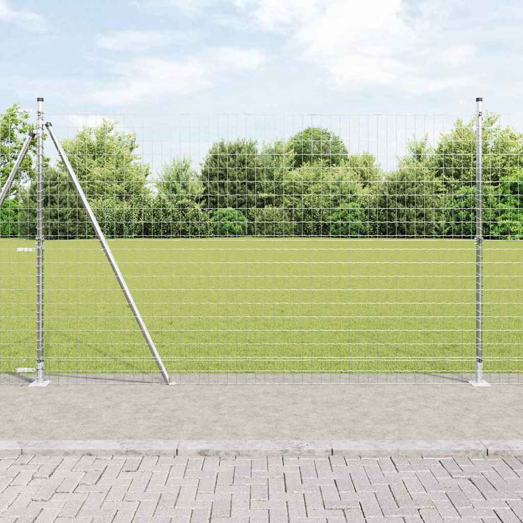 Euro-Zaun mit Betonsockel 10 x 1,5 m Verzinkter Stahl Silber