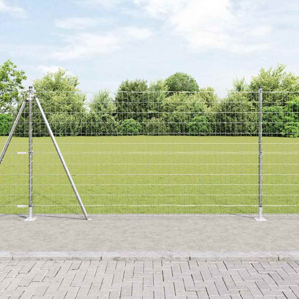 Euro-Zaun mit Betonsockel 10 x 1,2 m Verzinkter Stahl Silber