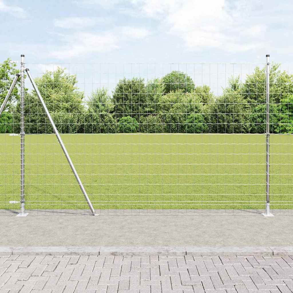 Euro-Zaun mit Betonsockel 10 x 1,5 m Verzinkter Stahl Silber