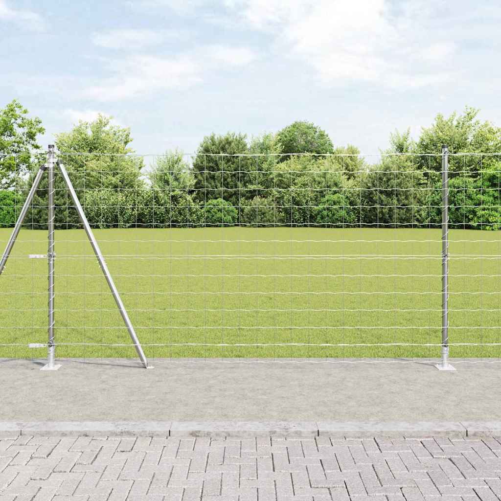 Euro-Zaun mit Betonsockel 10 x 1,2 m Verzinkter Stahl Silber