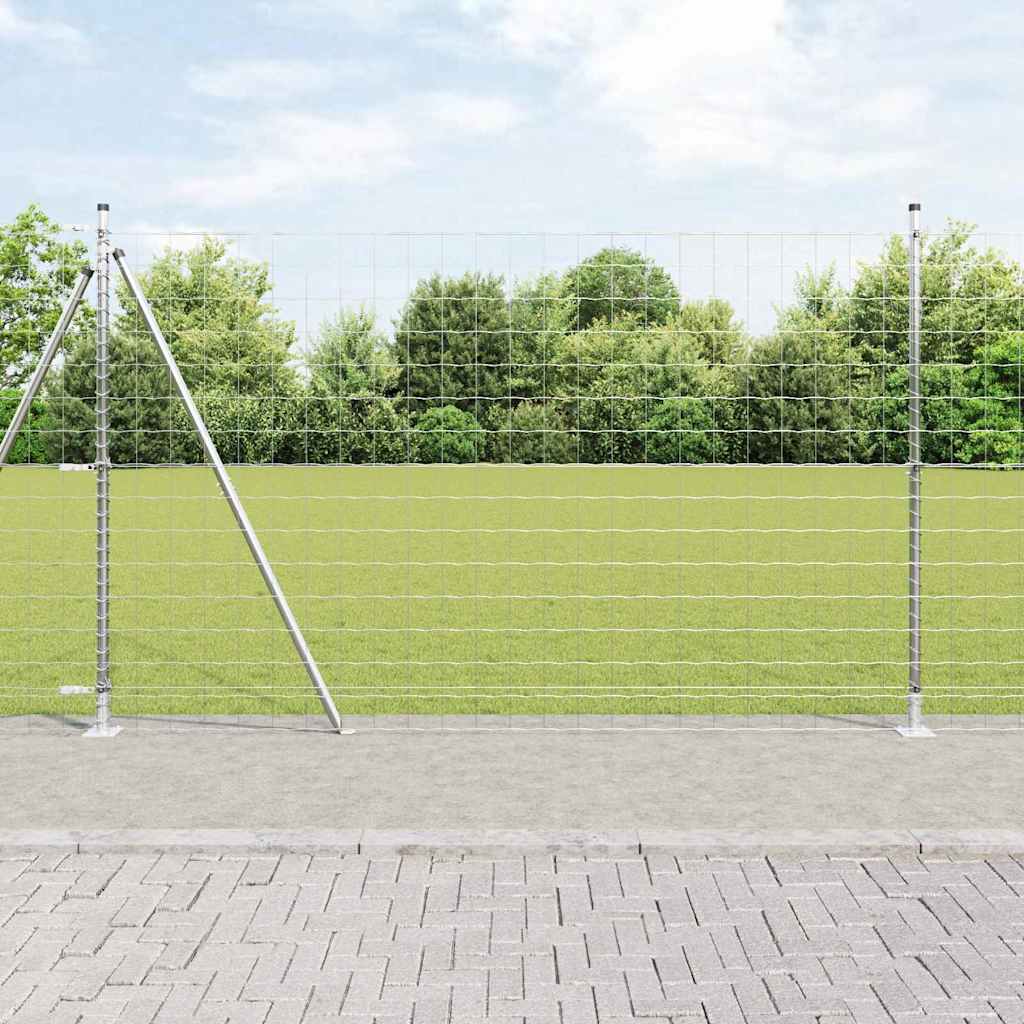 Euro-Zaun mit Betonsockel 10 x 1,4 m Verzinkter Stahl Silber