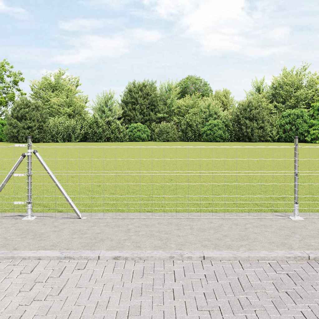Euro-Zaun mit Betonsockel 25 x 0,4 m Verzinkter Stahl Silber