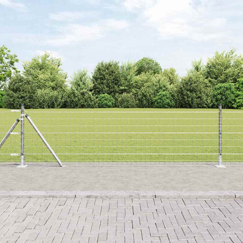 Euro-Zaun mit Betonsockel 50 x 0,4 m Verzinkter Stahl Silber