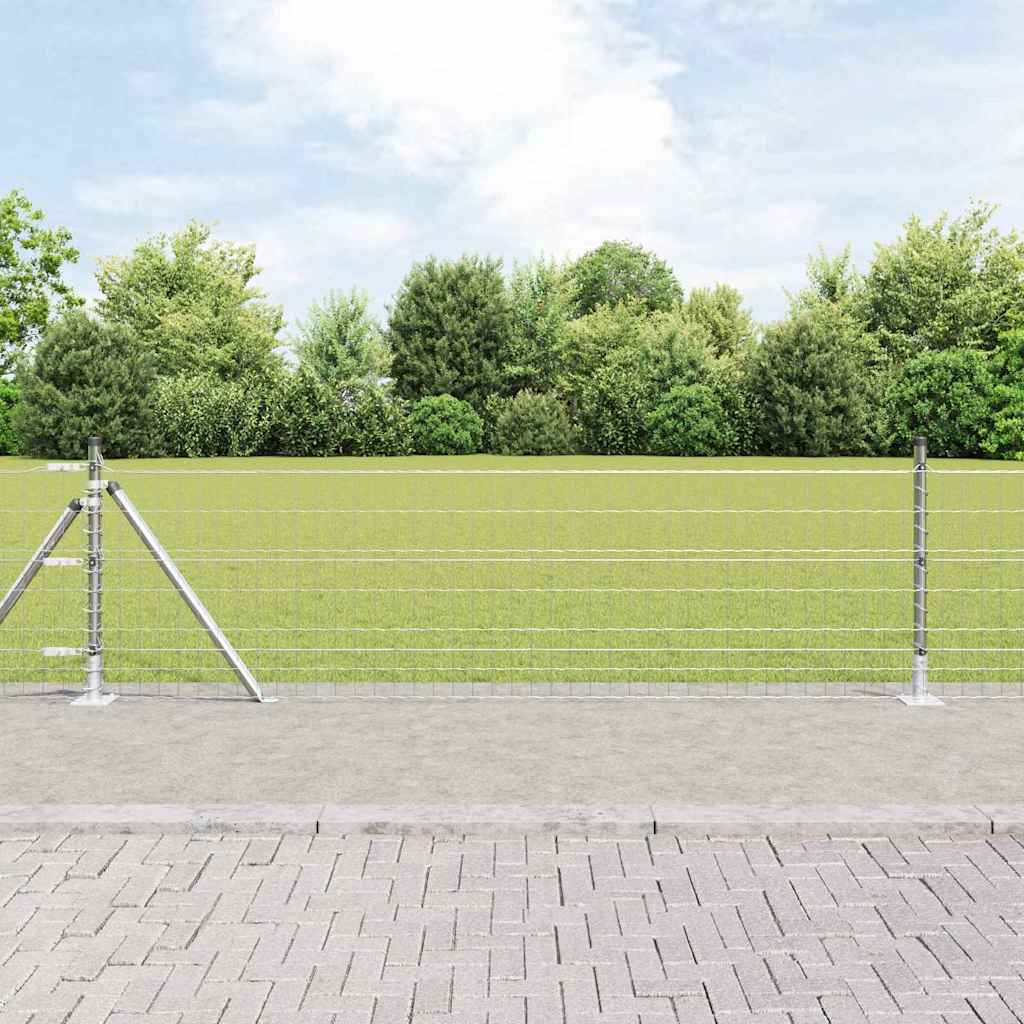Euro-Zaun mit Betonsockel 50 x 0,4 m Verzinkter Stahl Silber