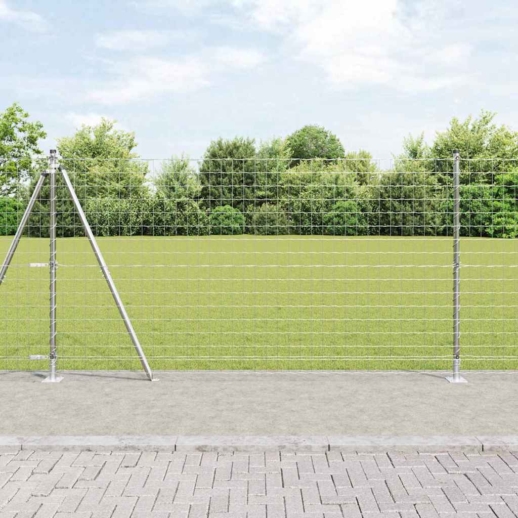 Euro-Zaun mit Betonsockel 10 x 1,2 m Verzinkter Stahl Silber