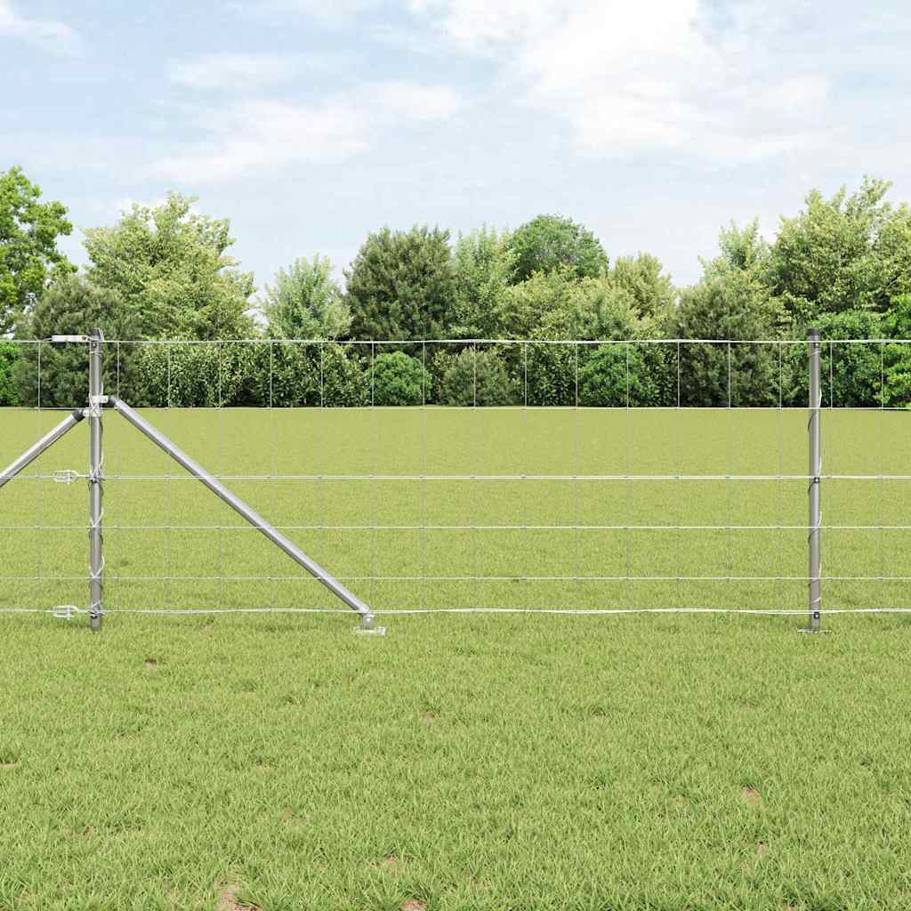 Schweißdrahtzaun mit Spikes 25 x 0,8 m Verzinkter Stahl Silber