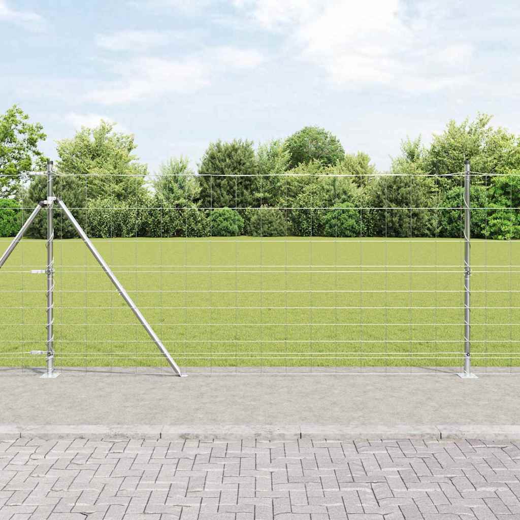 Geschweißter Drahtzaun mit Betonfundament 25 x 1,2 m Silber
