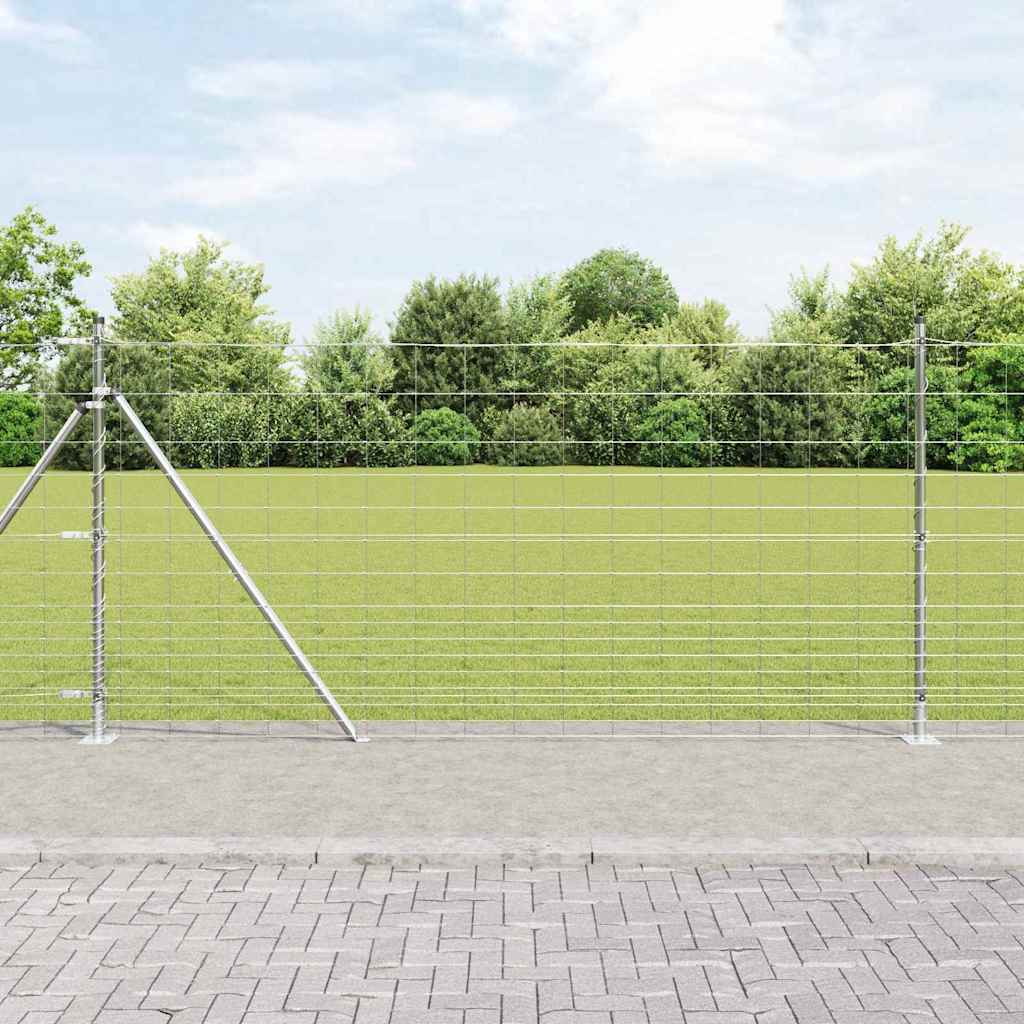 Geschweißter Drahtzaun mit Betonfundament 25 x 1,2 m Silber