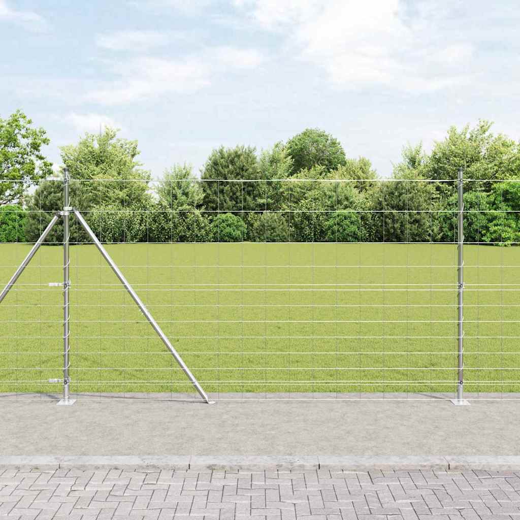 Geschweißter Drahtzaun mit Betonfundament 25 x 1,4 m Silber