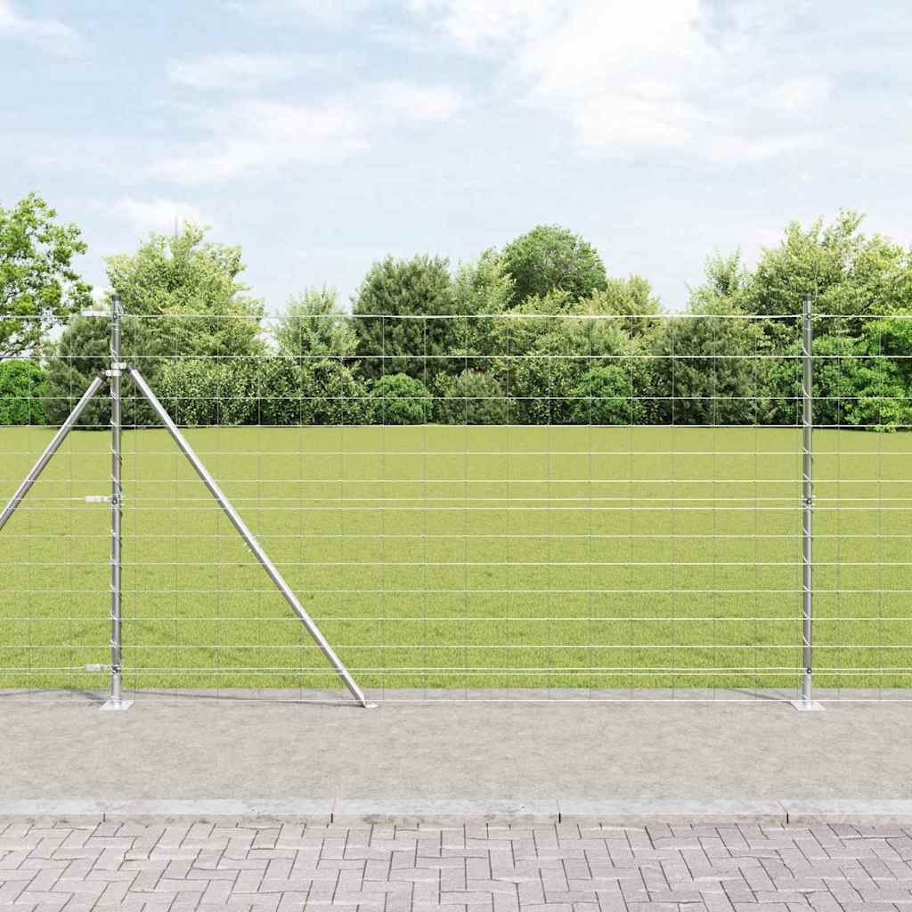 Geschweißter Drahtzaun mit Betonfundament 50 x 1,4 m Silber