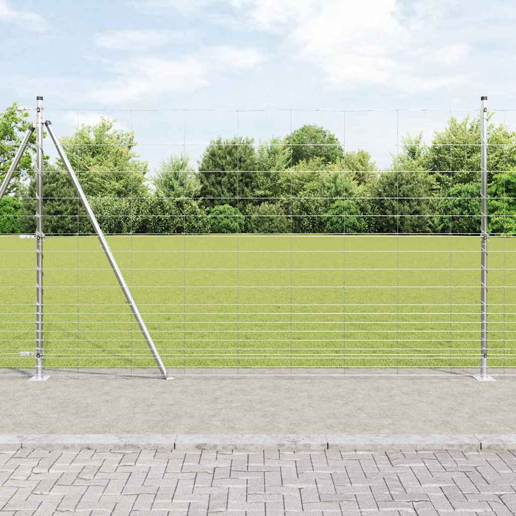 Geschweißter Drahtzaun mit Betonfundament 50 x 1,5 m Silber