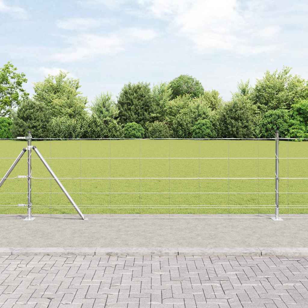 Geschweißter Drahtzaun mit Betonfundament 100 x 0,8 m Silber