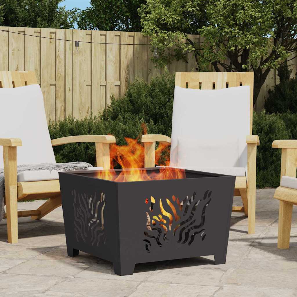 Feuerstelle Schwarz 60 x 60 x 40 cm Wetterfeststahl